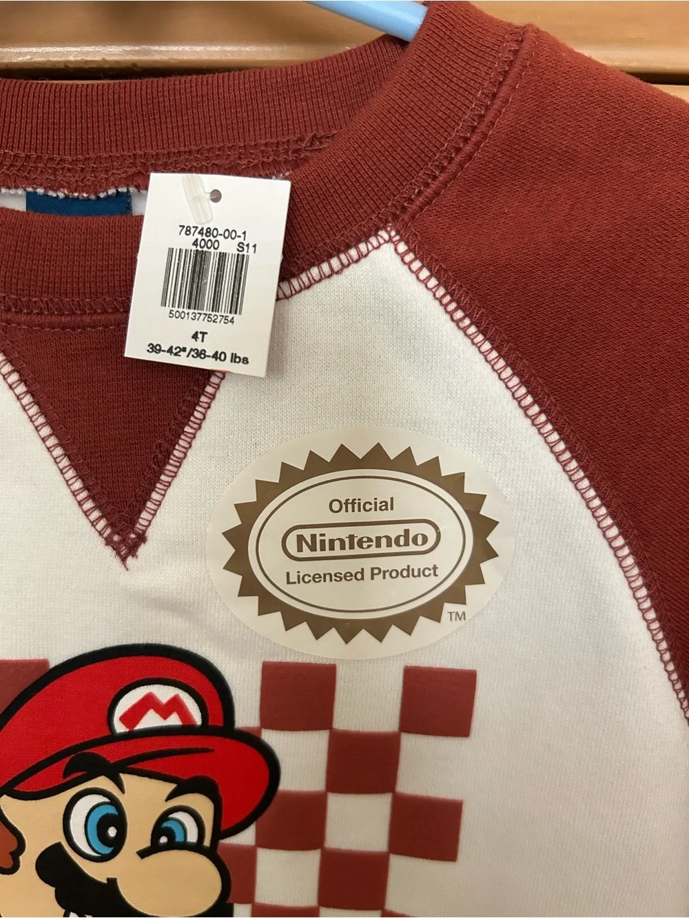 Mario Kart Raglan Sweatshirt - Red & White New With Tags